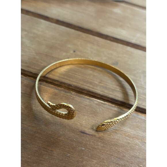 Vintage Gold Plated Snake Cuff Bracelet - Picture 1 of 9